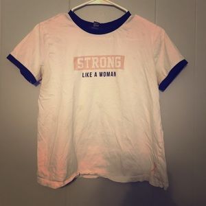 White women’s rights shirt.